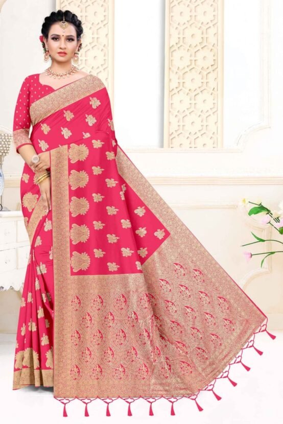 SatVastra Soft Banarasi Silk Saree | Pink
